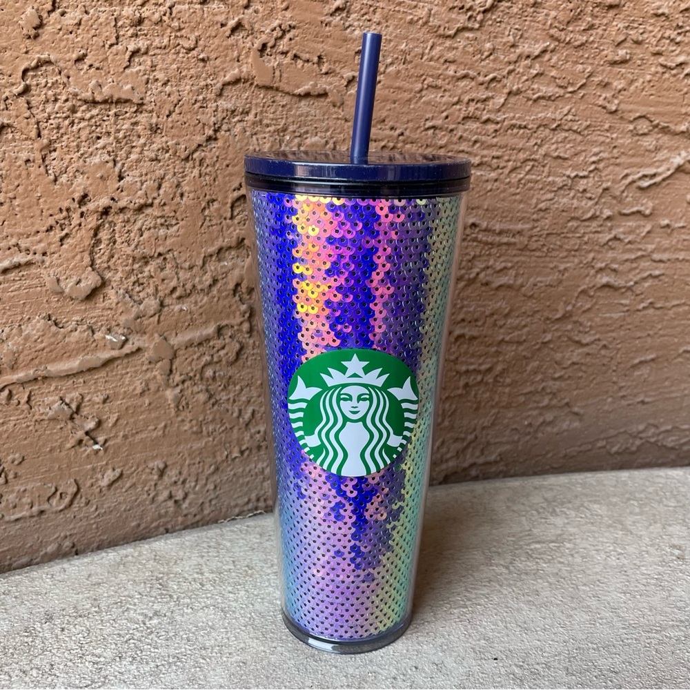 NWT Starbucks Iridescent Sequin Tumbler Cup - Picture 1 of 6